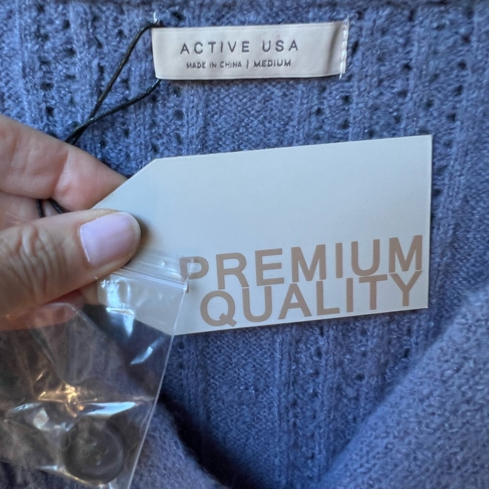 Active USA Blue Button Front Cardigan - NWT - Picture 5 of 12